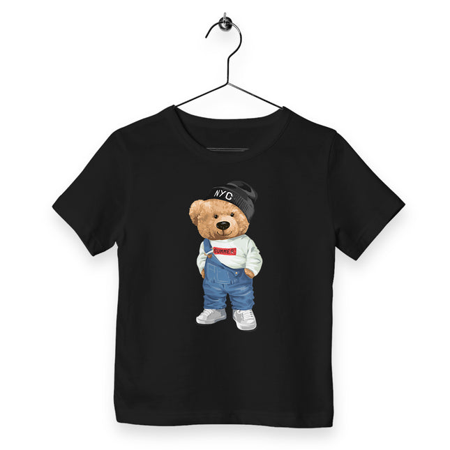 Kinder T-Shirt Teddy Styler - vorderseite_schwarz