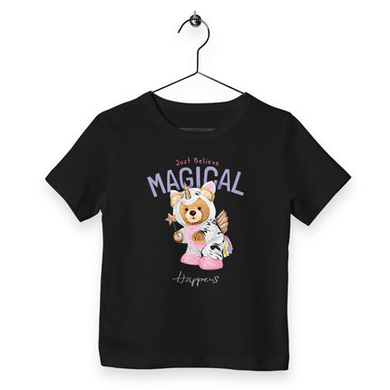 Kinder T-Shirt Teddy Unicorn - vorderseite_schwarz