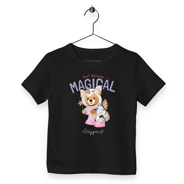 Kinder T-Shirt Teddy Unicorn - vorderseite_schwarz