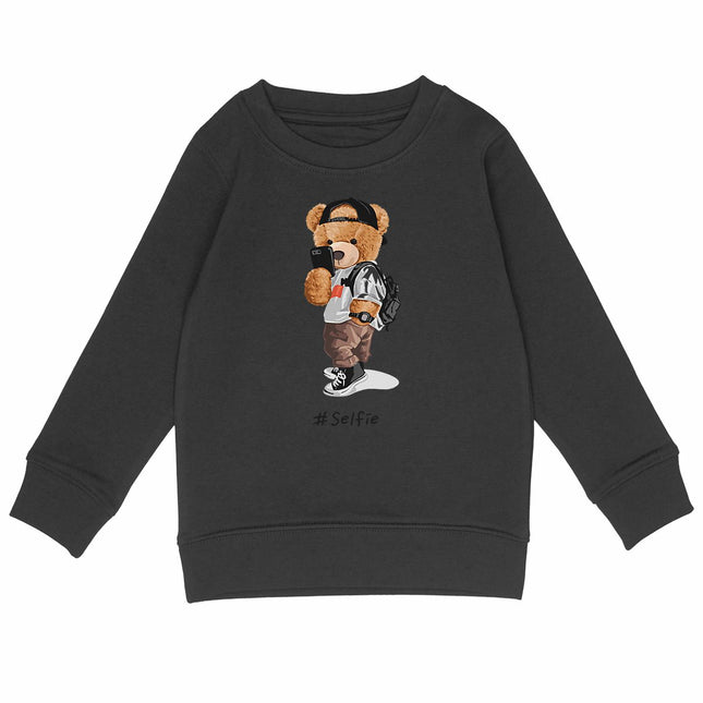 Sweatshirt Teddy Selfie - vorderseite_schwarz