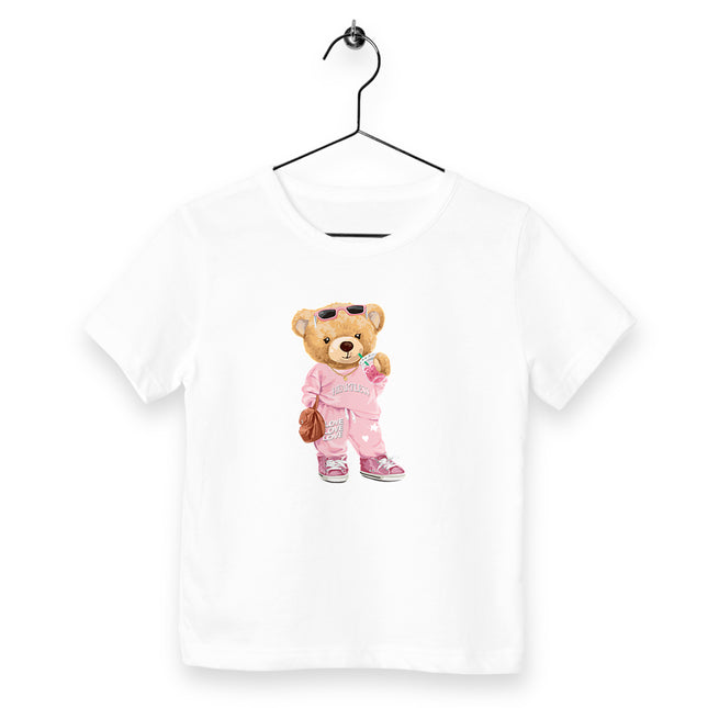 Kinder T-Shirt Teddy Pink Lady - vorderseite_weiß