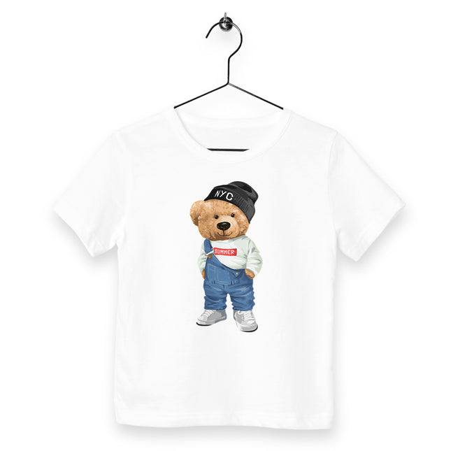 Kinder T-Shirt Teddy Styler - vorderseite_weiß