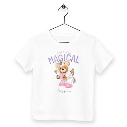 Kinder T-Shirt Teddy Unicorn - vorderseite_weiß