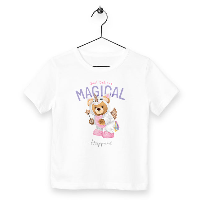 Kinder T-Shirt Teddy Unicorn - vorderseite_weiß