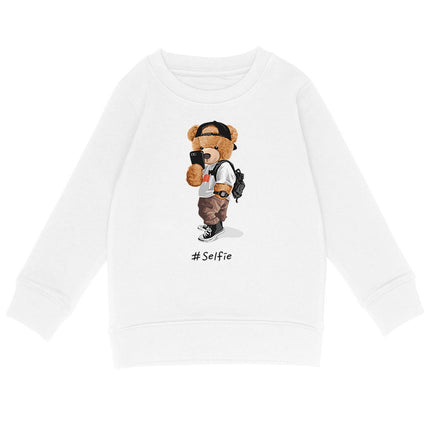 Sweatshirt Teddy Selfie - vorderseite_weiß