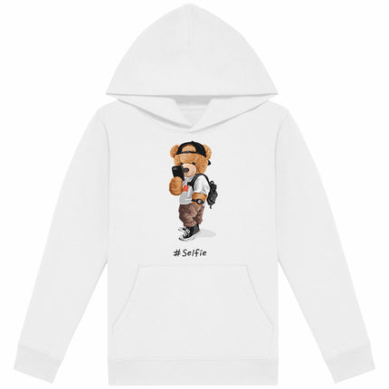 Kapuzenpulli Teddy Selfie - vorderseite_weiß