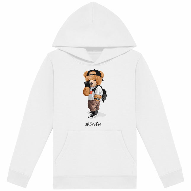 Kapuzenpulli Teddy Selfie - vorderseite_weiß