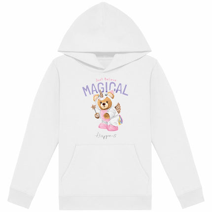 Kappuzenpulli Teddy Unicorn - vorderseite_weiß