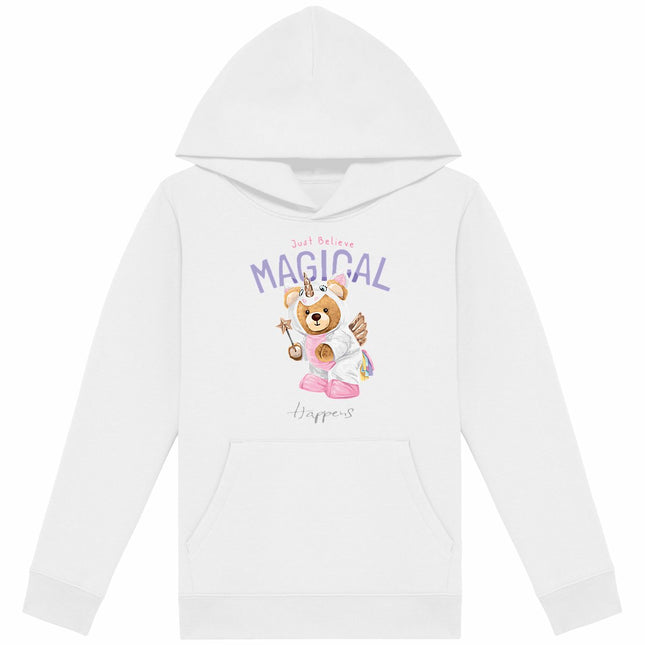Kappuzenpulli Teddy Unicorn - vorderseite_weiß
