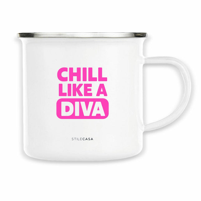 Emaille Tasse Like a Diva - vorderseite_weiß