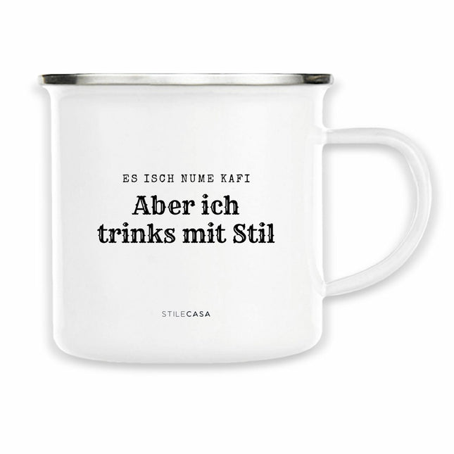Emaille Tasse nume kafi - vorderseite_weiß