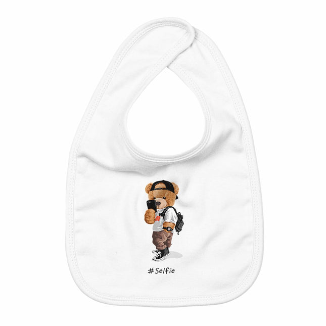 Lätzchen Teddy Selfie - vorderseite_weiß