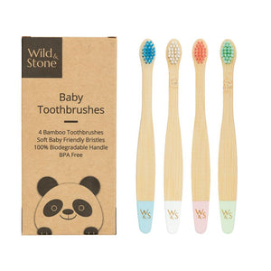 Baby Bambus Zahnbürste, extra soft, mehrfarbig, 4er Pack